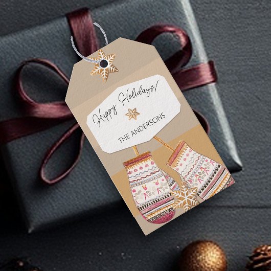 Waterverf peperkoek karamel tonen cadeaulabel