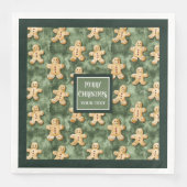 Waterverf peperkoek man pastel groene salie servet (Voorkant)