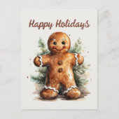 Waterverf peperkoek man tekst toevoegen Vakantie Feestdagenkaart (Voorkant)
