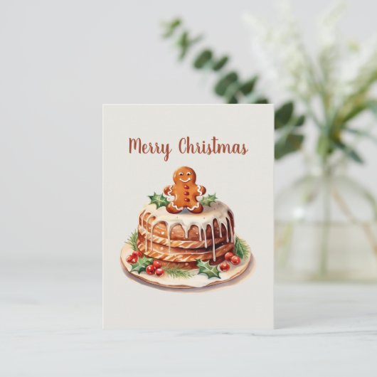 waterverf peperkoektaart tekst toevoegen briefkaart (Staand voorkant)