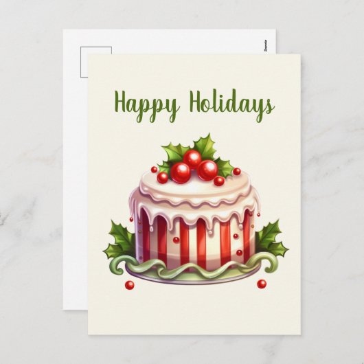 waterverf peperkoektaart tekst toevoegen feestdagenkaart (Voorkant / Achterkant)