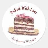 Waterverf pepermunttaart gebakken met liefde ronde sticker (Voorkant)