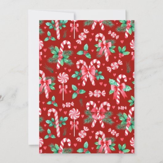 Waterverf Peppermint Candy Cane Kerstfeest Kaart (Achterkant)