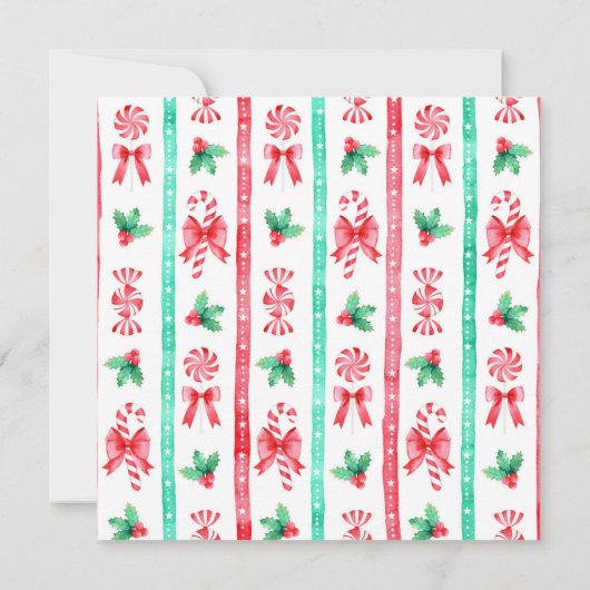 Waterverf Peppermint Candy Canes Kerstfeest Kaart (Achterkant)