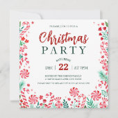 Waterverf Peppermint Candy Canes Kerstfeest Kaart (Voorkant)