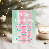 Waterverf Peppermint Heart Candy Cane kerst Feestdagenkaart