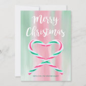 Waterverf Peppermint Heart Candy Cane kerst Feestdagenkaart (Voorkant)