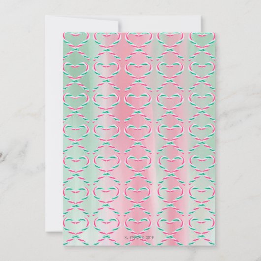 Waterverf Peppermint Heart Candy Cane kerst Feestdagenkaart (Achterkant)