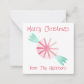Waterverf Peppermint-kerstcadeaubehuizingen Notitiekaartje (Voorkant)