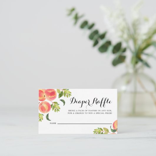 Waterverf Peraches Baby shower Diaper Raffle Kaart Plaatskaartje (Staand voorkant)