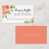 Waterverf Peraches Baby shower Diaper Raffle Kaart Plaatskaartje (Voorkant / Achterkant)