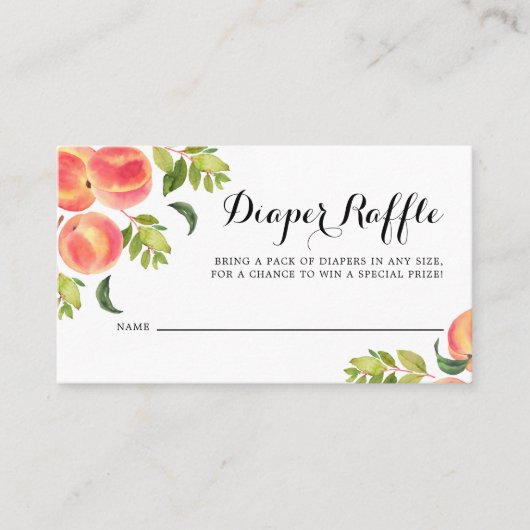 Waterverf Peraches Baby shower Diaper Raffle Kaart Plaatskaartje (Voorkant)