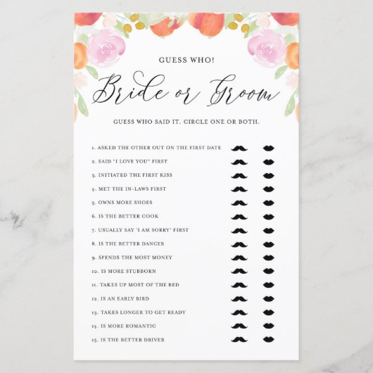 Waterverf Peraches raad wie de Groom of de Bride d (Voorkant)