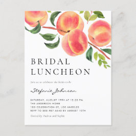 Waterverf Peraches Summer Bridal Luncheon Uitnodiging Briefkaart