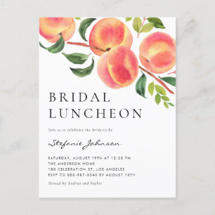 Waterverf Peraches Summer Bridal Luncheon Uitnodiging Briefkaart