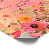 Waterverf Percentageroze bloemen Poster (Hoek)