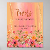 Waterverf Percentageroze bloemen Poster (Voorkant)