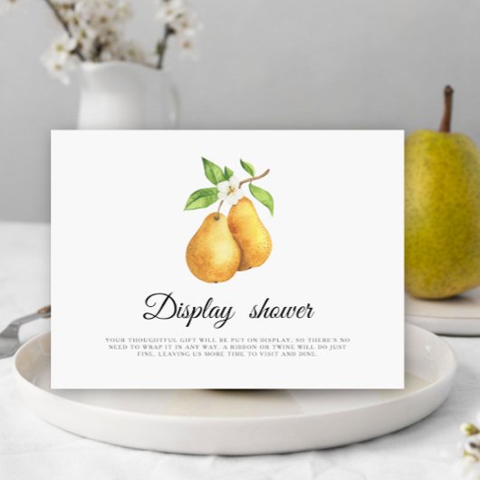 Waterverf peren bruidsshower display douche informatiekaartje