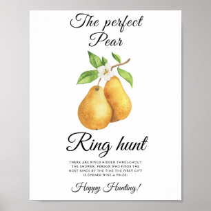 Waterverf peren bruiloftsfeest Ring zoek spel Poster