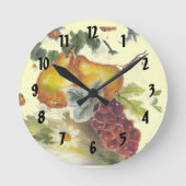 Waterverf peren en druiven ronde klok (Voorkant)