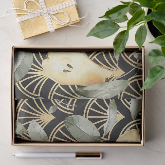 Waterverf Peren en Gouden Schalen Patroon Tissuepapier (Geschenk)