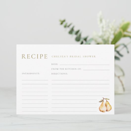 Waterverf Peren Vrijgezellenfeest Recept Kaart (Staand voorkant)