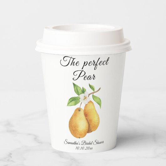 Waterverf Perfect Pear Floral Vrijgezellenfeest Papieren Bekers (Achterkant)