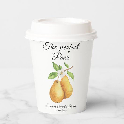 Waterverf Perfect Pear Floral Vrijgezellenfeest Papieren Bekers (Voorkant)