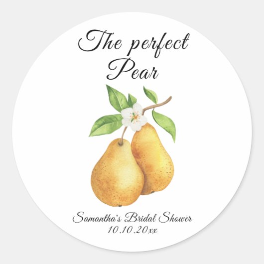 Waterverf Perfecte Peer Bruiloftsborrel Ronde Sticker (Voorkant)