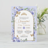 Waterverf Periwinkle Blauwe Vlinder Quinceañera Kaart (Staand voorkant)