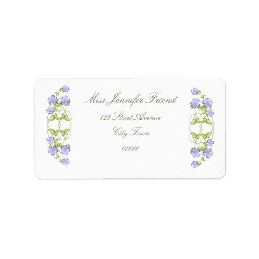 Waterverf Periwinkle Blooms Etiket (Voorkant)