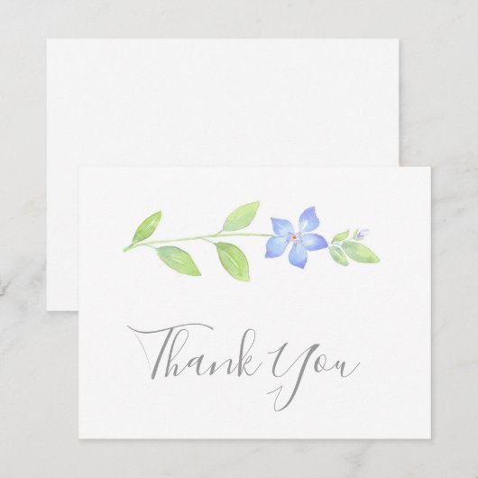 Waterverf Periwinkle Flower Bedankkaart (Voorkant / Achterkant)