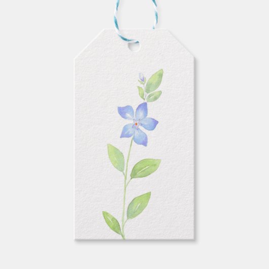 Waterverf Periwinkle Flower Cadeaulabel (Voorkant)