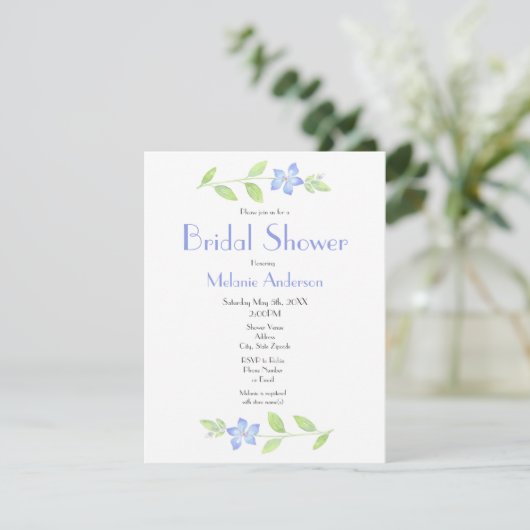 Waterverf Periwinkle Flower Kaart (Staand voorkant)