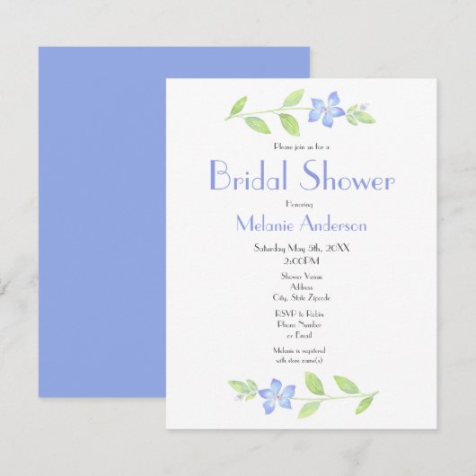 Waterverf Periwinkle Flower Kaart (Voorkant / Achterkant)