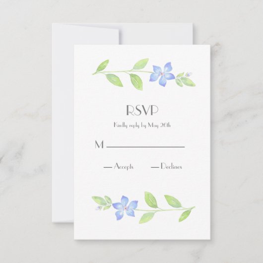 Waterverf Periwinkle Flower RSVP-kaart RSVP Kaartje (Voorkant)