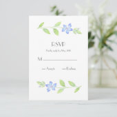 Waterverf Periwinkle Flower RSVP-kaart RSVP Kaartje (Staand voorkant)