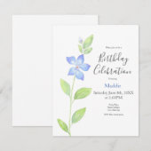 Waterverf Periwinkle (Vinca) Bloem Kaart (Voorkant / Achterkant)