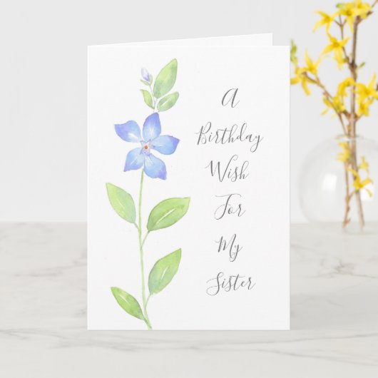 Waterverf Periwinkle (Vinca) Bloem Kaart (Gele Bloem)