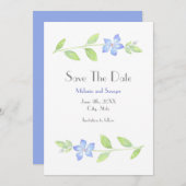 Waterverf Periwinkle Vloer sparen de Datum Save The Date (Voorkant / Achterkant)