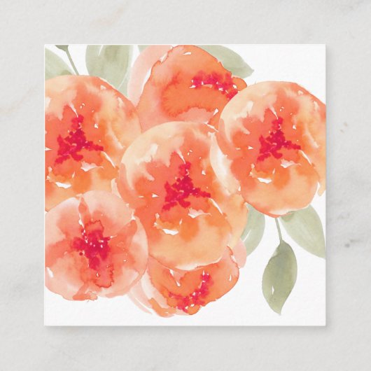 Waterverf Peronies Floral Weddenschap Details Informatiekaartje (Achterkant)