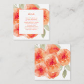 Waterverf Peronies Floral Weddenschap Details Informatiekaartje (Voorkant / Achterkant)