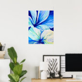 Waterverf Persian Blue Lilies Petals Patroon Poster (Thuiskantoor)