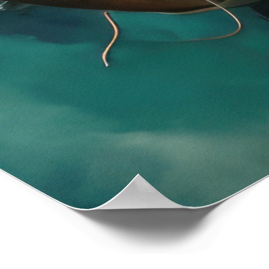 Waterverf Persoon Onderwater Gitaar spelen Poster (Hoek)