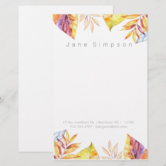 waterverf persoonlijk briefpapier (Voorkant / Achterkant)