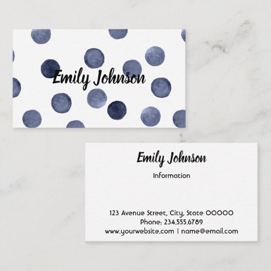 Waterverf, persoonlijke kaart visitekaartje (Voorkant / Achterkant)