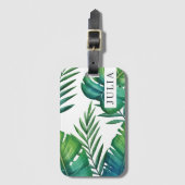 Waterverf persoonlijke tropische bladeren bagagelabel (Voorkant (verticaal))