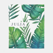 Waterverf persoonlijke tropische bladeren fleece deken (Voorkant)