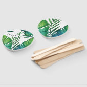 Waterverf persoonlijke tropische bladeren handwaaier (Niet-gemonteerd)