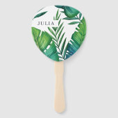 Waterverf persoonlijke tropische bladeren handwaaier (Voorkant)